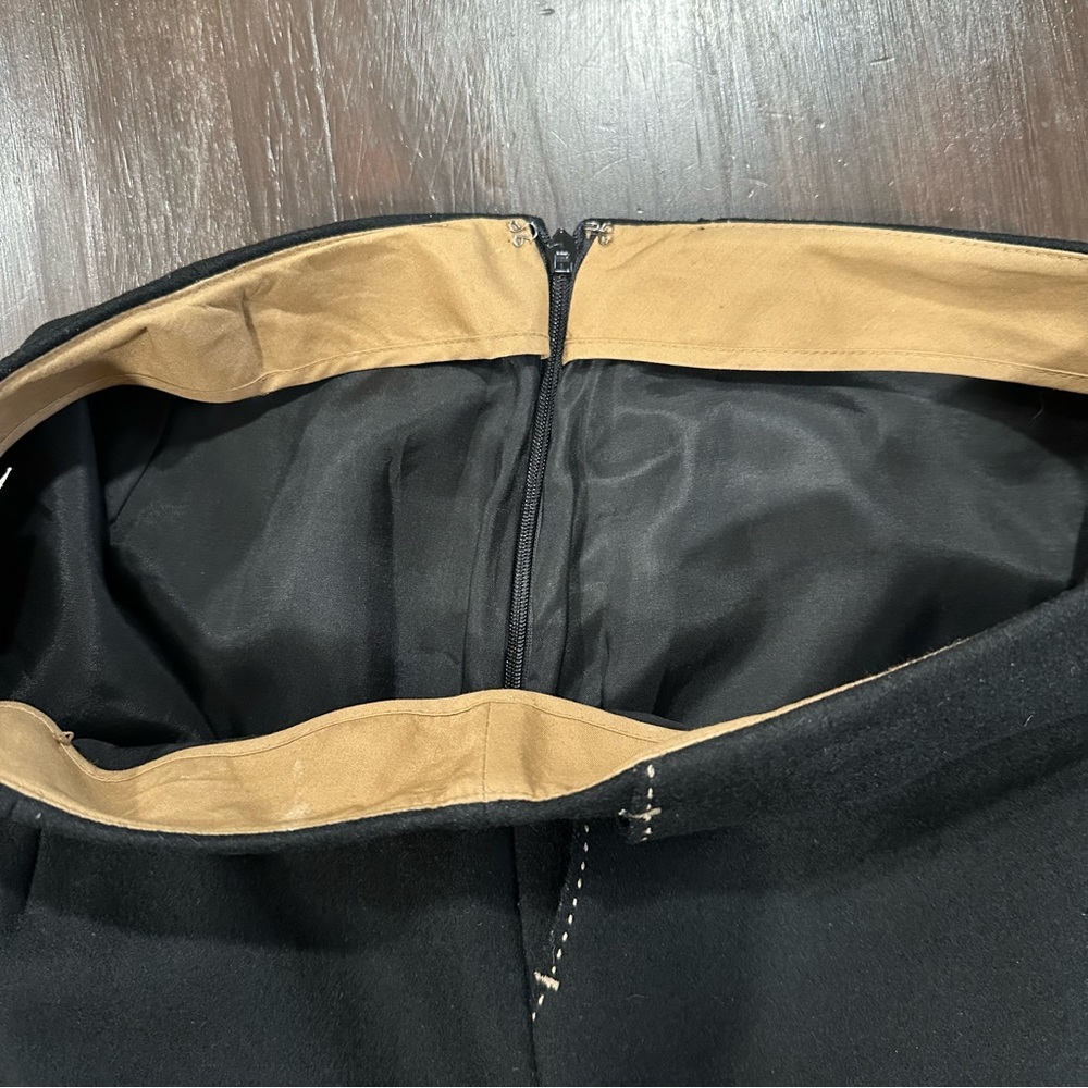 Vintage J.Crew Wool Pencil Skirt Black Contrast Stitch Size 6 Preppy Minimalist - Picture 5 of 7